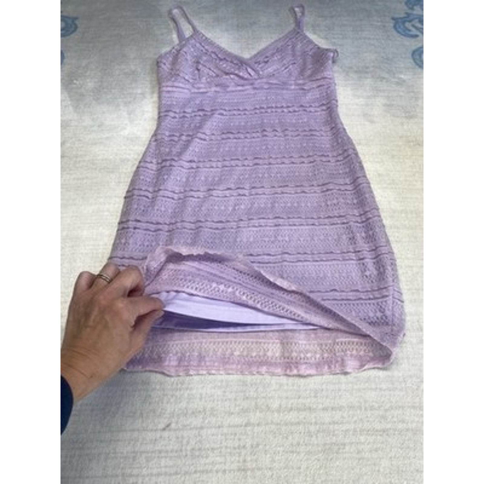 Superdown Carissa Dress Womens Large Lavender Purple Lined Lace Going Out Mini — image 3 of 8